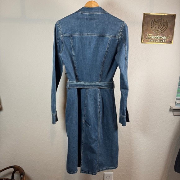 Sergio Valente Mens Denim Long Sleeve Button Front Belted Shirt Dress Blue M - Picture 6 of 10